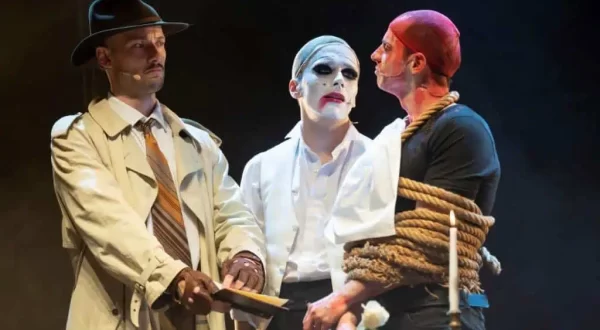 Mircea Alexandru Băluță (Jackie „Tiger” Brown), Dan Pughineanu (Marlene), Lucian Ionescu (Macheath, zis Mackie Șiș) / Opera de trei parale / © Andrei Gîndac